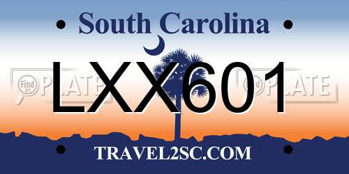 LXX601 South Carolina License Plate