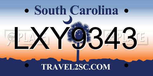 LXY9343 South Carolina License Plate
