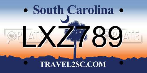 LXZ789 South Carolina License Plate
