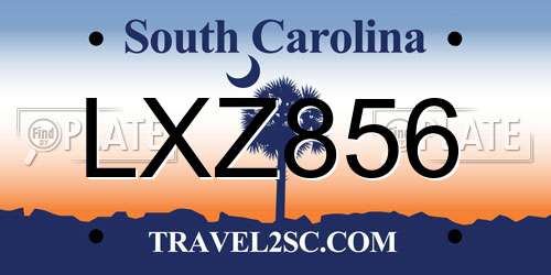 LXZ856 South Carolina License Plate
