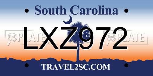 LXZ972 South Carolina License Plate