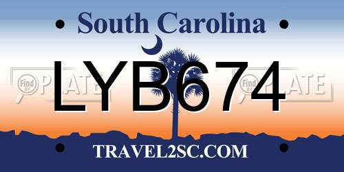 LYB674 South Carolina License Plate