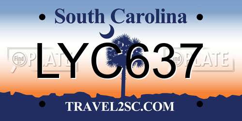 LYC637 South Carolina License Plate