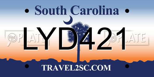 LYD421 South Carolina License Plate