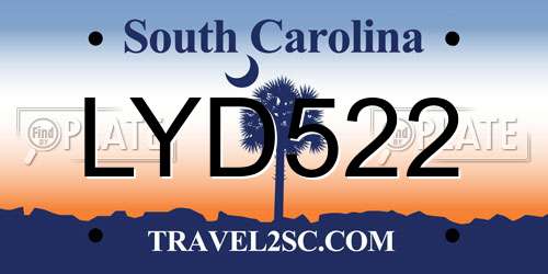 LYD522 South Carolina License Plate