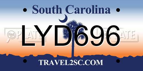 LYD696 South Carolina License Plate