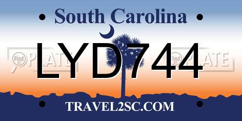 LYD744 South Carolina License Plate