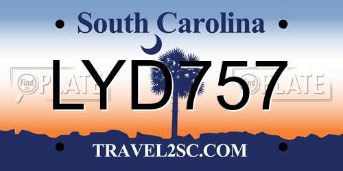 LYD757 South Carolina License Plate