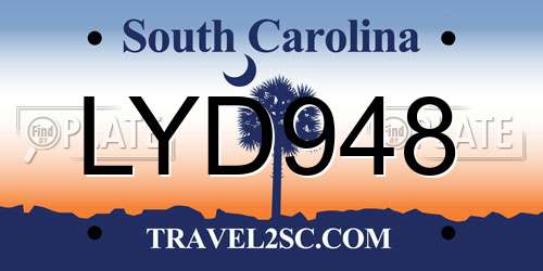 LYD948 South Carolina License Plate
