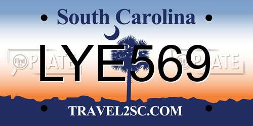 LYE569 South Carolina License Plate