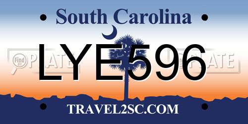 LYE596 South Carolina License Plate
