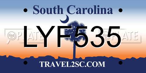 LYF535 South Carolina License Plate