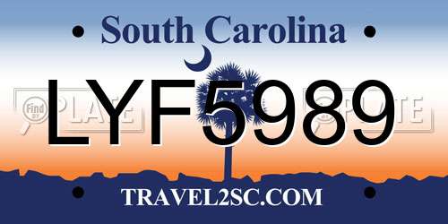 LYF5989 South Carolina License Plate