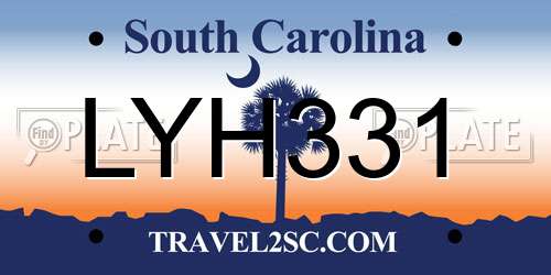 LYH331 South Carolina License Plate