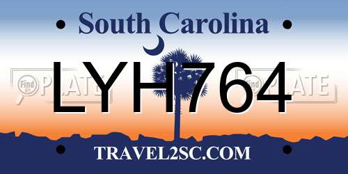LYH764 South Carolina License Plate