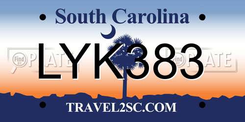 LYK383 South Carolina License Plate