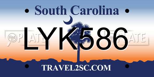 LYK586 South Carolina License Plate
