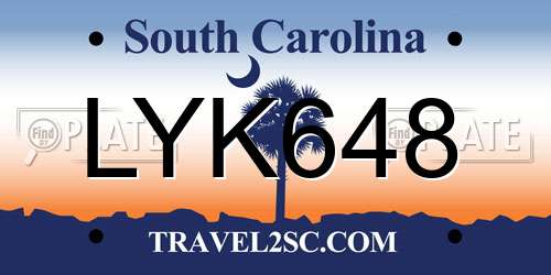 LYK648 South Carolina License Plate