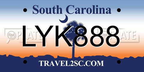 LYK888 South Carolina License Plate