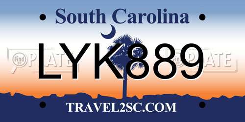 LYK889 South Carolina License Plate