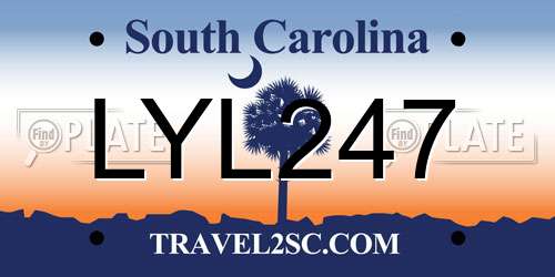 LYL247 South Carolina License Plate
