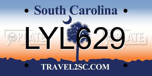 LYL629 South Carolina License Plate