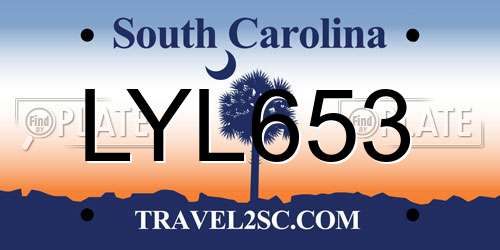 LYL653 South Carolina License Plate