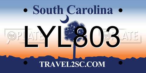 LYL803 South Carolina License Plate