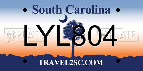 LYL804 South Carolina License Plate
