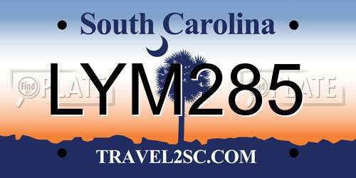 LYM285 South Carolina License Plate