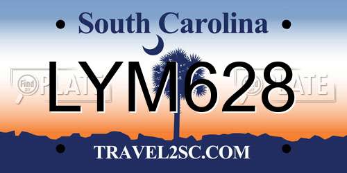 LYM628 South Carolina License Plate