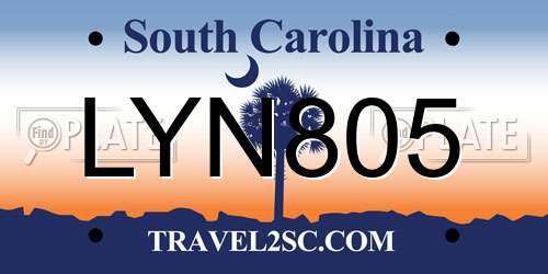 LYN805 South Carolina License Plate
