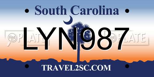 LYN987 South Carolina License Plate