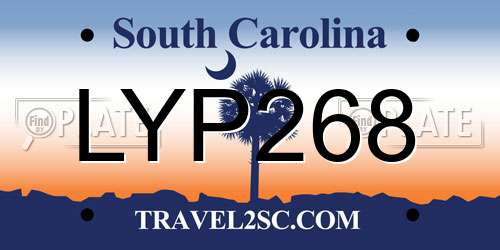 LYP268 South Carolina License Plate