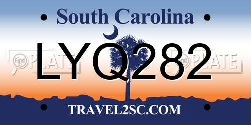 LYQ282 South Carolina License Plate