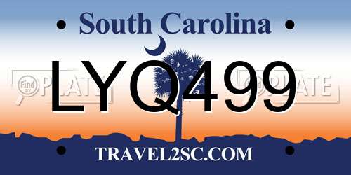 LYQ499 South Carolina License Plate