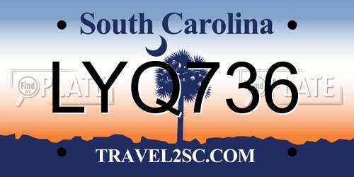 LYQ736 South Carolina License Plate