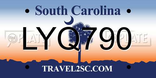LYQ790 South Carolina License Plate