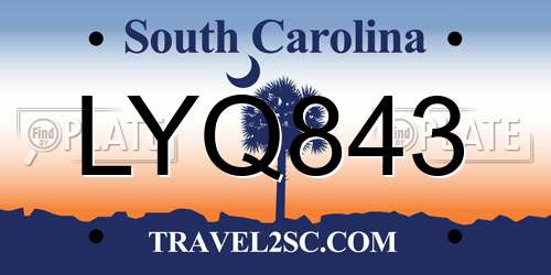 LYQ843 South Carolina License Plate