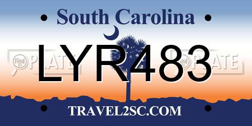 LYR483 South Carolina License Plate