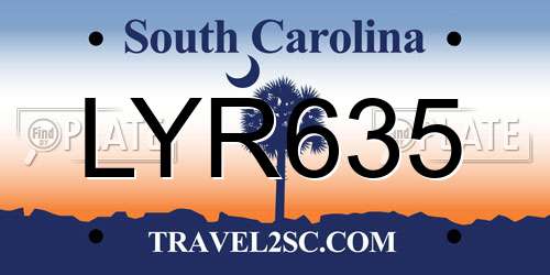 LYR635 South Carolina License Plate