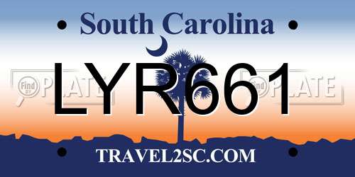 LYR661 South Carolina License Plate