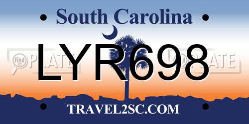 LYR698 South Carolina License Plate