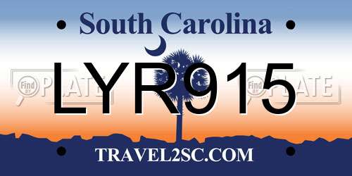 LYR915 South Carolina License Plate