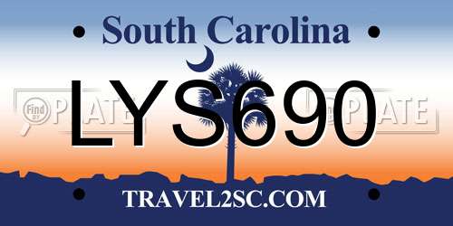 LYS690 South Carolina License Plate
