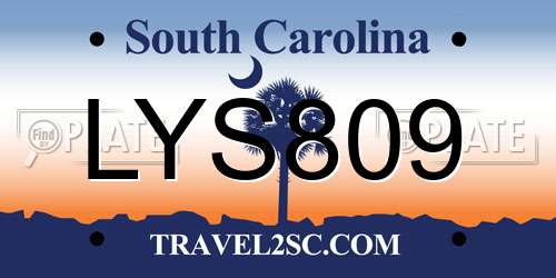 LYS809 South Carolina License Plate