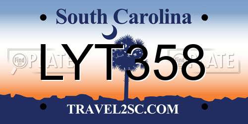 LYT358 South Carolina License Plate
