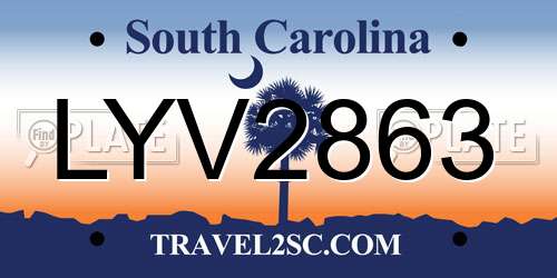 LYV2863 South Carolina License Plate