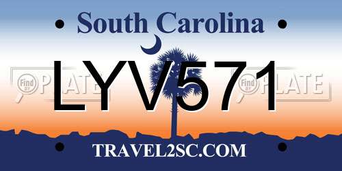 LYV571 South Carolina License Plate