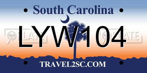 LYW104 South Carolina License Plate